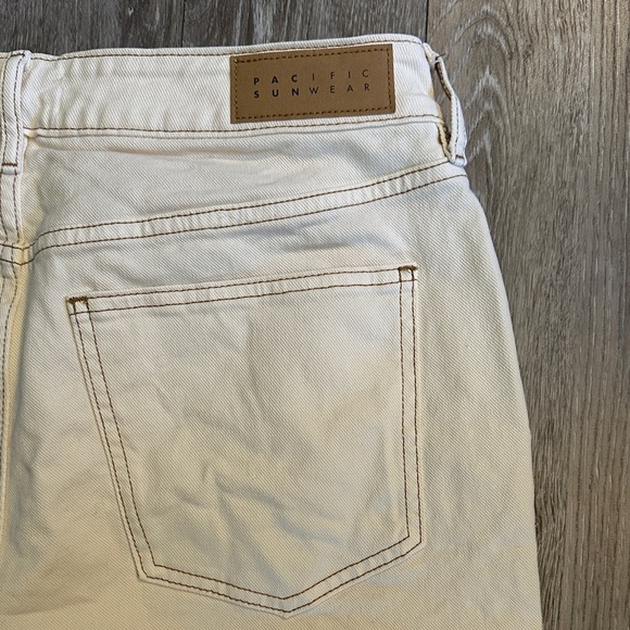 PACSUN | Stretch Mom High Rise Cream Denim Straight Leg Pants - Picture 9 of 16